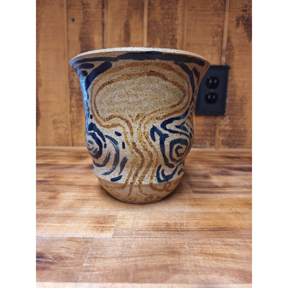 Studio pottery MCM style Tree Of Life‎ Planter 9 Inches Tall Signed